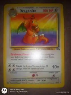 Pokemon TCG Dragonite Fossil 19/62 Regular Unlimited Rare - Image 2