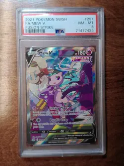 2021 Pokemon Fusion Strike Mew V #251/264 Full Art Ultra Rare PSA 8 NM-MT - Image 1