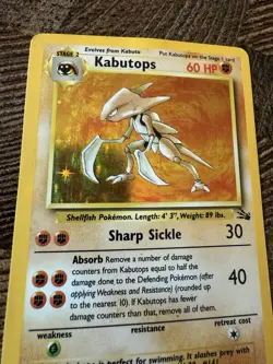 Kabutops 9/62 Fossil Unlimited Holo Rare 1999 WOTC Pokemon TCG Card - Image 2