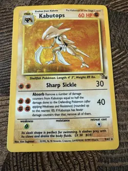 Kabutops 9/62 Fossil Unlimited Holo Rare 1999 WOTC Pokemon TCG Card - Image 3