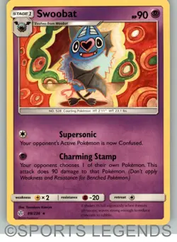 2019 pokemon Cosmic Eclipse rare Swoobat 88/236 - Image 1