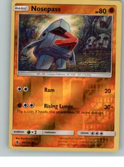 2017 pokemon Guardians Rising reverse holo Nosepass 69/145 - Image 1