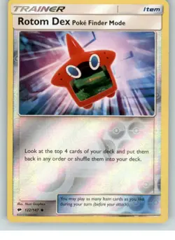 2017 pokemon Burning Shadows reverse holo Rotom Dex 122/147 - Image 1