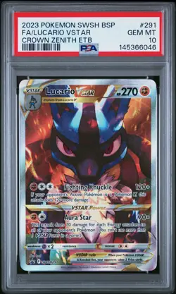 2023 POKEMON SWSH BLACK STAR PROMO #291 FULL ART/LUCARIO VSTAR PSA 10 - Image 1