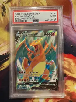 Pokemon TCG SWSH 2022 Brilliant Stars #153/172 FA/CHARIZARD V ULTRA RARE PSA 9 - Image 1