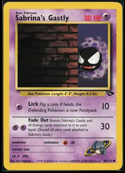 Sabrina's Gastly 96/132 Common Gym Challenge Pokemon Card - Image 1
