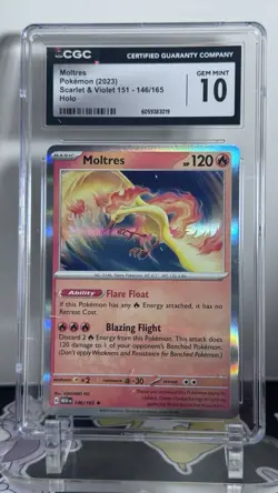 CGC 10 Moltres Holo 146/165 Scarlet & Violet 151 2023 MEW EN Pokemon Card - Image 1