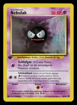Pokemon Card - Gastly Nebulak German 1st Edition Base Set 50/102 Common - Image 1