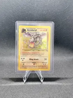 Aerodactyl 1/62 Base Set Holo Rare Pokemon Card WOTC MP - Image 1