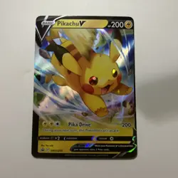 Pokemon TCG Pikachu V SWSH Rare Miscut Uncentered Halo Error - Image 1
