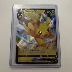 Pokemon TCG Pikachu V SWSH Rare Miscut Uncentered Halo Error - Image 3