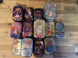 x27 Empty Pokemon Mini Tin Bundle - variousPrismatic, Mega Heroes, Kanto Friends 820650803857 - Image 1