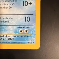Pokemon TCG Lapras 10/62 Fossil Holo Rare Unlimited 80 HP 1999 WOTC Ken Sugimori - Image 5