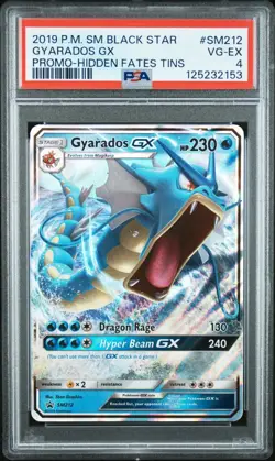 2019 POKEMON SM BLACK STAR PROMO HIDDEN FATES TINS #SM212 GYARADOS GX PSA 4 - Image 1