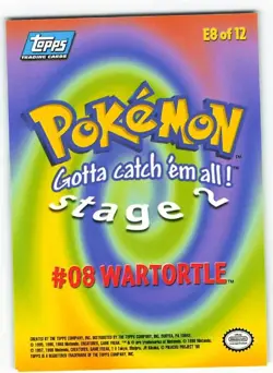 Wartortle E8 of 12 Topps Pokemon Trading Cards Common LP Pokemon TCG - Image 2