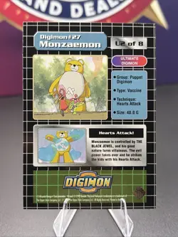 Digimon Animated Series 1999 Trading Card Bandai Holo Prism Monzaemon #27 U2/8 - Image 2