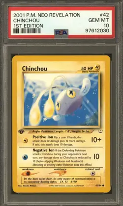 Pokemon Neo Revelation 1st Edition Chinchou 42/64 PSA 10 GEM MINT - Image 1