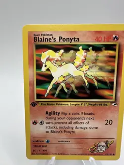1st Edition Blaine's Ponyta 63/132 Gym Heroes Common Pokemon TCG Ken Sugimori - Image 2