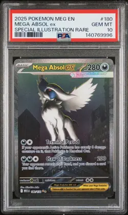 2025 Pokemon Mega Evolution Base #180 SIR Full Art Mega Absol ex PSA 10 Gem Mint - Image 1