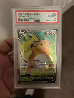 Pokemon SWSH09 Brilliant Stars Raichu V Full Art 158/172 PSA 10 English 2022 - Image 1
