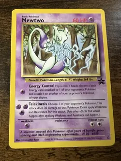 Pokemon TCG Mewtwo 12/53 Wotc Promo Regular 60 HP English Basic Psychic Card - Image 1
