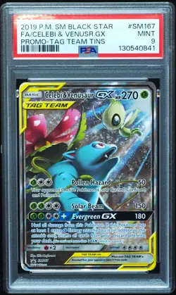 Venusaur & Celebi GX SM167 PSA 9 Mint Pokemon Card New Cert - Image 1