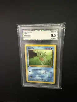 Pokemon TCG Horsea Fossil 49 Regular 1st Edition Common CGA 9.5 - Image 1