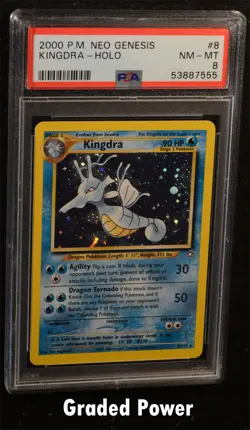Neo Genesis Unlimited Kingdra PSA 8 HOLO (7555) 8/111 Pokemon - Image 1