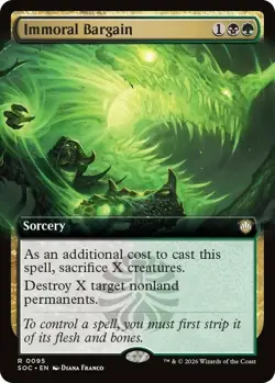 x1 Immoral Bargain - Extended Art R MTG Commander: Secrets of Strixhaven M/NM, E - Image 1