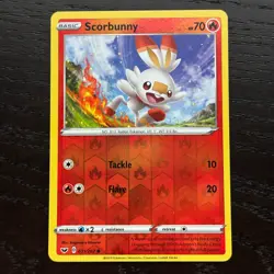 Scorbunny 031/202 Pokemon Sword & Shield Base Set Reverse Holo Common Card NM - Image 1
