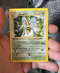 Pokemon Beedrill 80 HP Base Set Unlimited Rare 17/102 1999 English Regular - Image 1