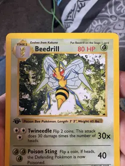 Pokemon Beedrill 80 HP Base Set Unlimited Rare 17/102 1999 English Regular - Image 2