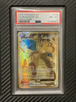 2016 PSA 8 Dragonite EX #106 Full Art FA Pokemon TCG XY Evolutions - Image 1