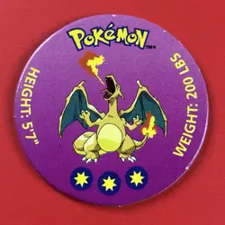 1998 Nintendo | Pokemon (CHARIZARD #06 | LP) Tomy Battle Disc Pog Card TCG Toy - Image 1