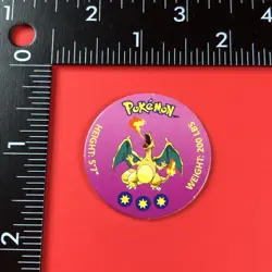 1998 Nintendo | Pokemon (CHARIZARD #06 | LP) Tomy Battle Disc Pog Card TCG Toy - Image 3
