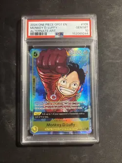 Monkey D. Luffy PSA 10 English One Piece Card OP07-109 2024 500 Years Alternate - Image 1