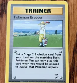 Pokemon Breeder 105/130 Base Set 2 Rare Trainer Wizards English Pokemon Card - Image 1