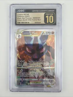 CGC 10 PRISTINE Lucario Vstar SWSH291 Crown Zenith Elite Trainer Box Pokemon - Image 1