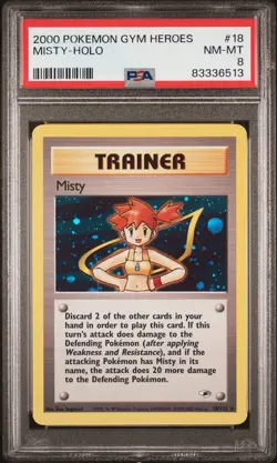 2000 POKEMON GYM HEROES #18 MISTY-HOLO PSA 8 - Image 1