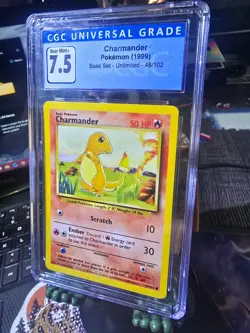 Pokemon - Charmander Base Set #46/102 – – CGC 7.5 Near Mint - 1999 - Image 1