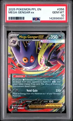 2025 POKEMON PFL EN-PHANTASMAL FLAMES #056 MEGA GENGAR EX PSA 10 - Image 1