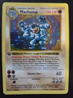 Machamp 008/102 1st Edition Shadowless Holo - Pokemon Base Set LP Light Played - Image 1