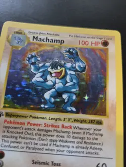 Machamp 008/102 1st Edition Shadowless Holo - Pokemon Base Set LP Light Played - Image 2