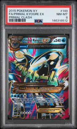 2015 POKEMON XY PRIMAL CLASH #149 FULL ART/PRIMAL KYOGRE EX PSA 8 - Image 1