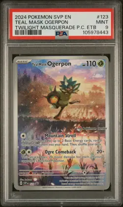 Pokemon TCG Teal Mask Ogerpon Pokemon Center ETB Stamped Promo PSA 9 - Image 1