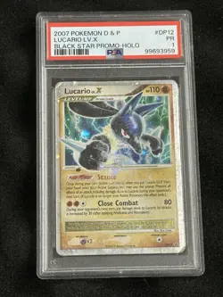 Pokemon TCG Lucario LV.X DP12 Diamond & Pearl Black Star Promo Holo 2007 PSA 1 - Image 1