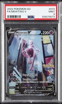 2022 POKEMON GO #072 FULL ART/MEWTWO V PSA 9 - Image 1