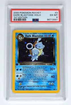2000 Pokemon Team Rocket # 3 Dark Blastoise 1. Edition Holo PSA 6 Dunkles Turtok - Image 1