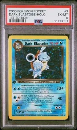 2000 Pokemon Team Rocket # 3 Dark Blastoise 1. Edition Holo PSA 6 Dunkles Turtok - Image 5
