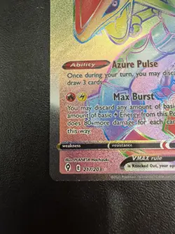 Pokemon Evolving Skies Rayquaza VMax Full Art 217/203 Rainbow Secret Rare Mint - Image 4